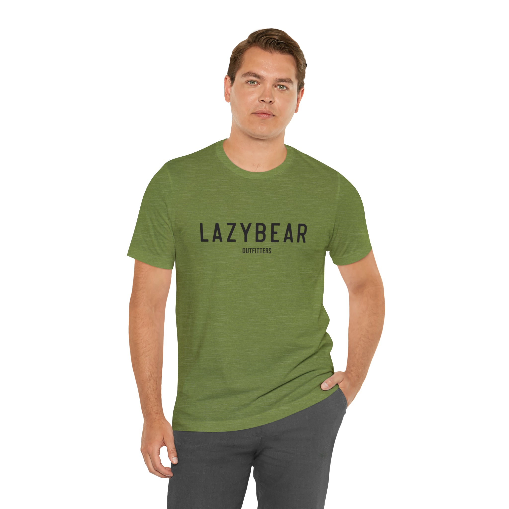 Lazy Bear Unisex Short Sleeve Tee (front name, back bear)