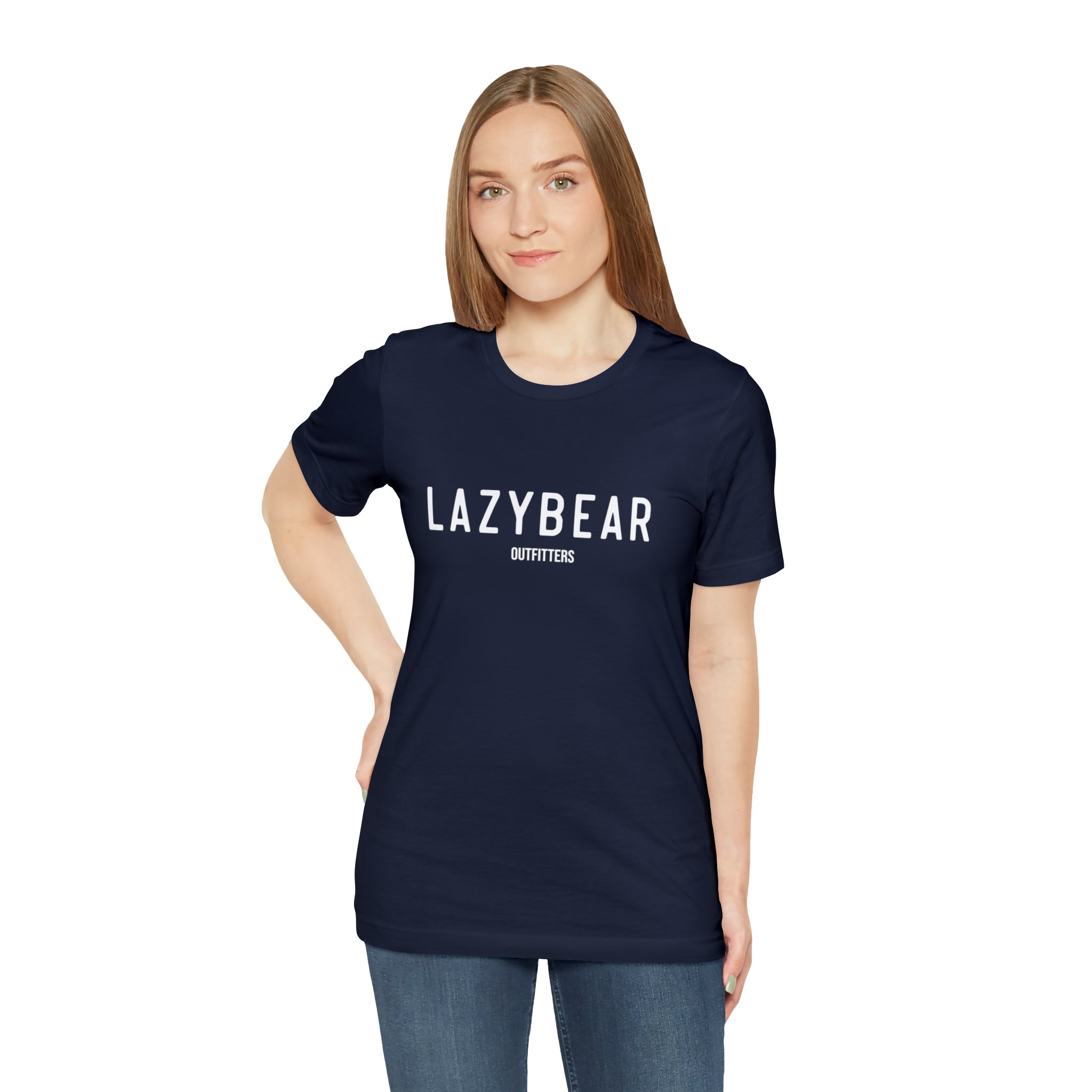Lazy Bear Unisex Short Sleeve Tee (front name, back bear)