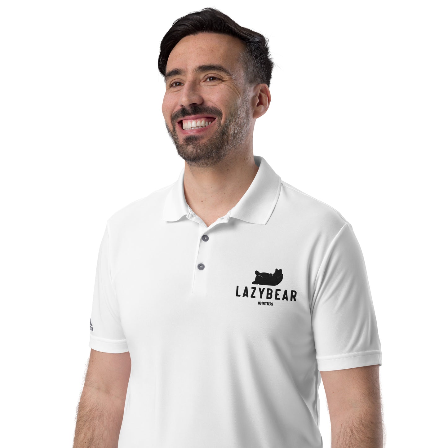 Lazy Bear x Addidas Classic Golf Polo Shirt (white with black logo)