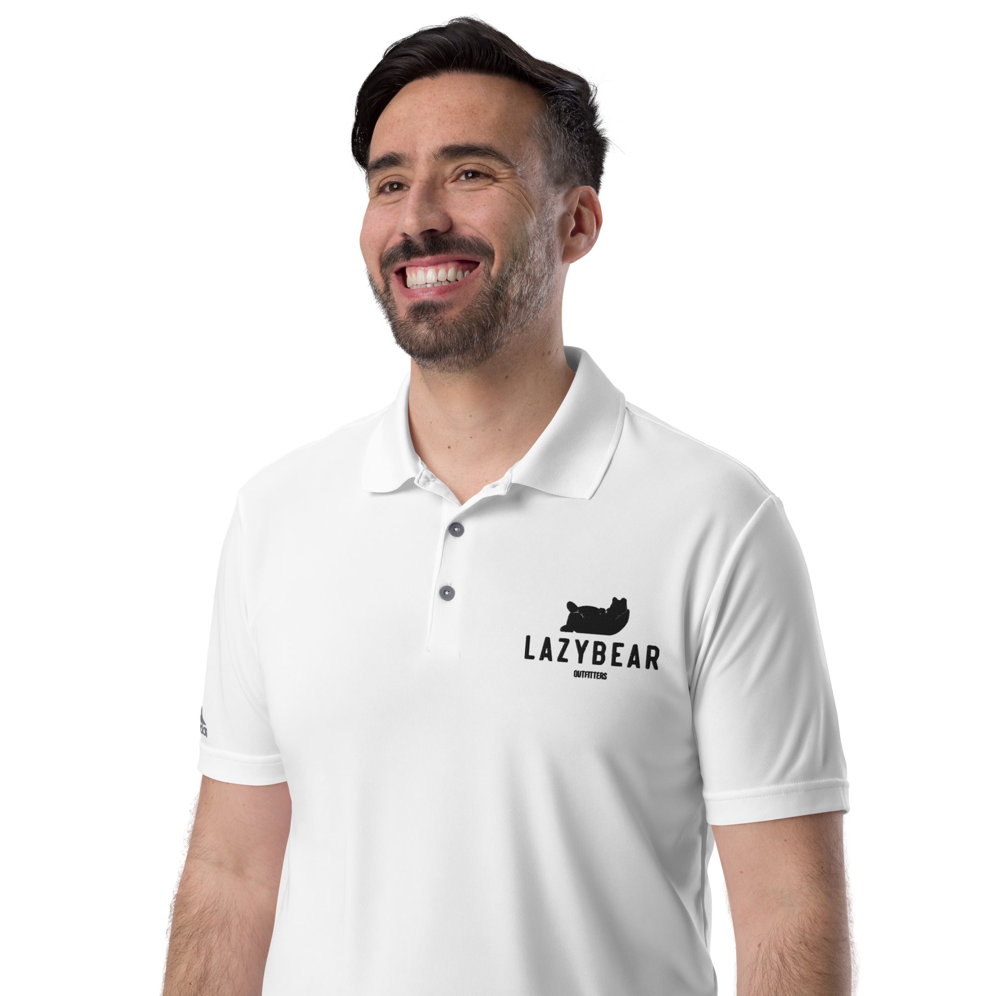 Lazy Bear x Addidas Classic Golf Polo Shirt (white with black logo)