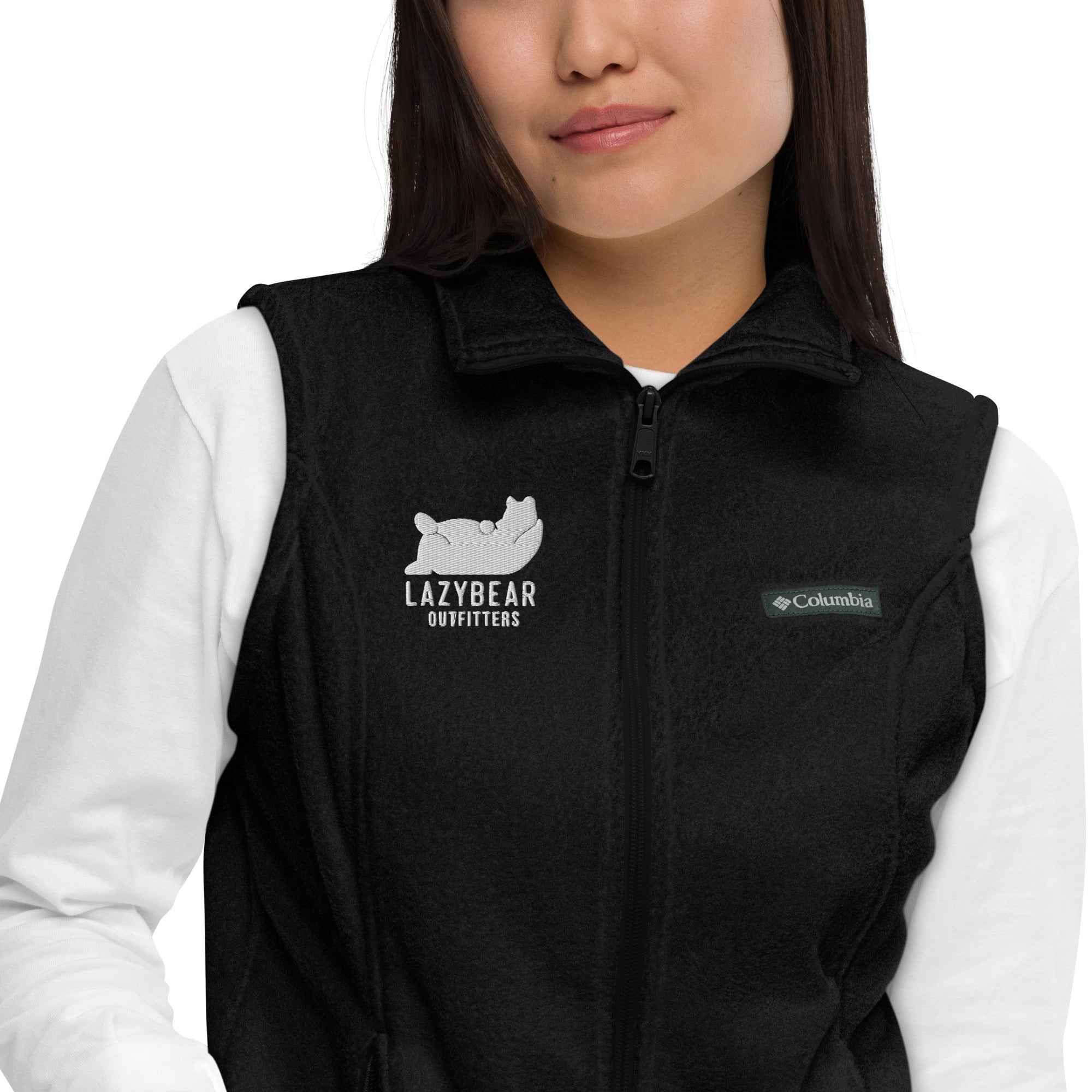 Women’s Lazy Bear Outfitters x Columbia Fleece Vest (dark options with white logo)