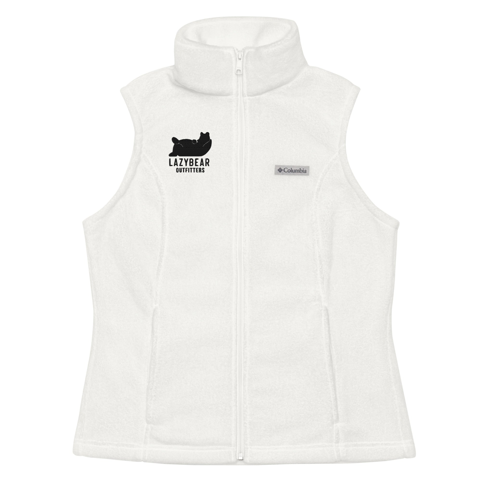 Women’s Lazy Bear Outfitters x Columbia Fleece Vest (white with black logo)
